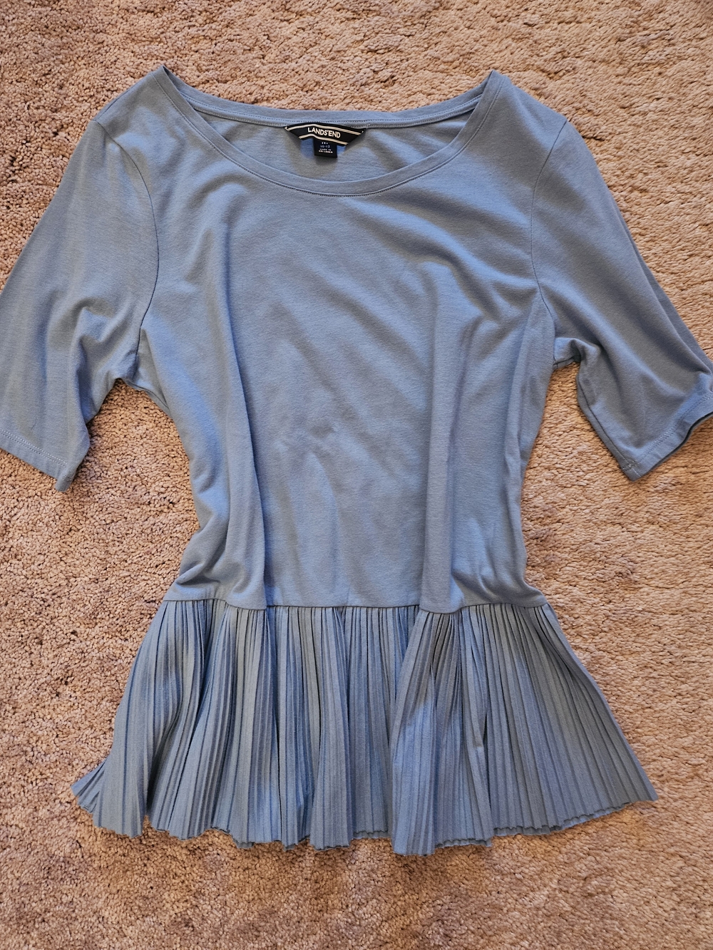 Lands' End Light Blue Pleated Hem Women's Tunic Top